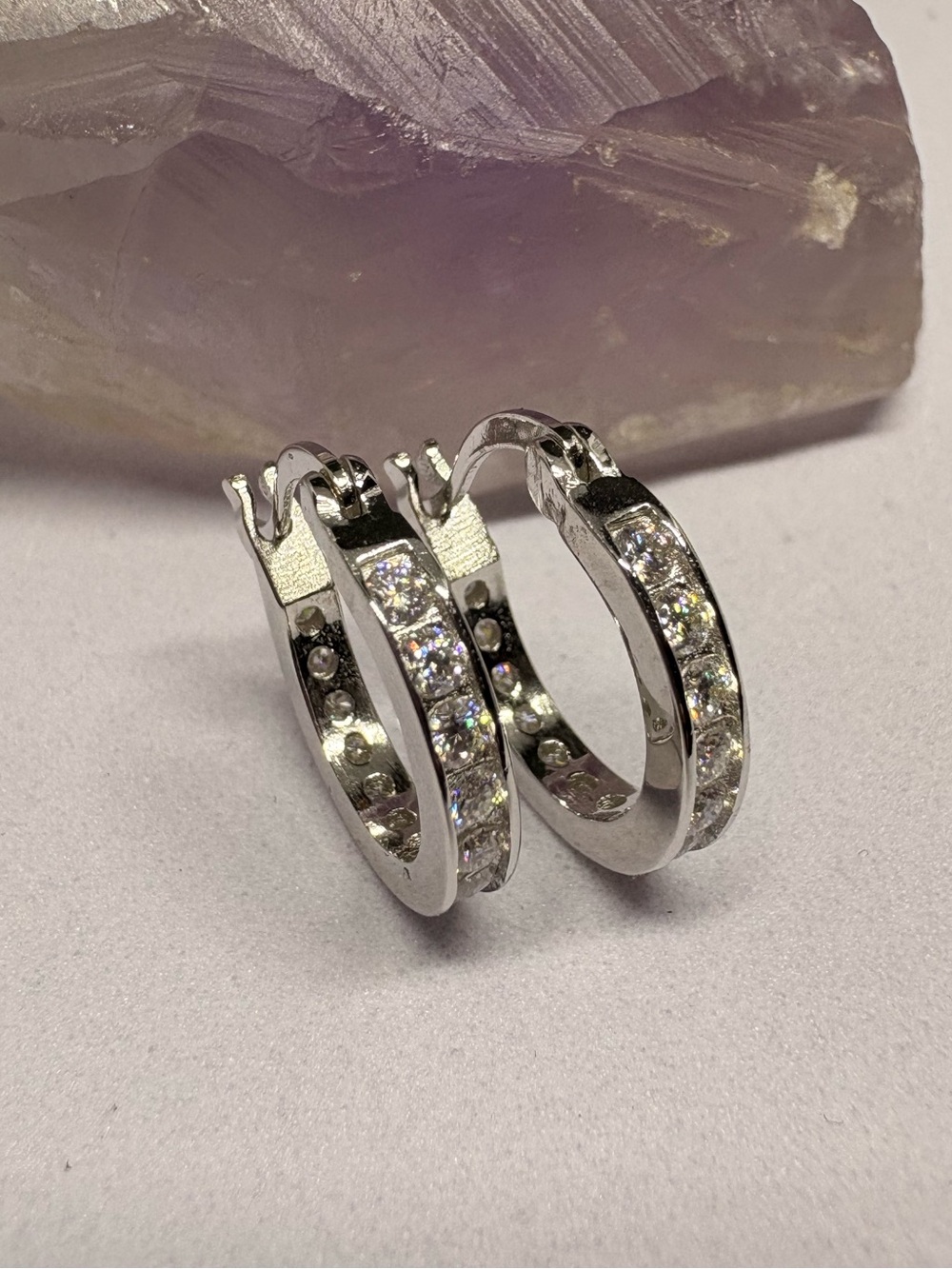 Sterling Silver 2CTW Moissanite Huggie Hoop Earrings